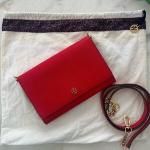 Tory Burch Wallet Chain Bag in Red